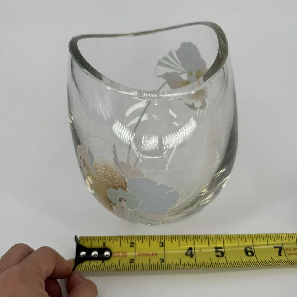 Rosenthal Glass Studio Line Pan Tao Vase 1980s Vintage Floral Metallic Motif - Picture 8 of 8